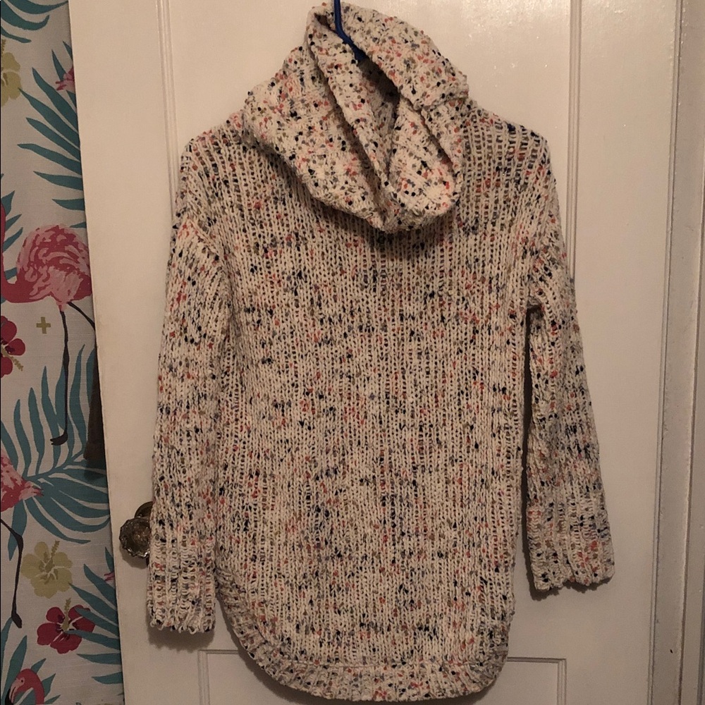Jessica Simpson Cream Speckled Cowl Neck Sweater